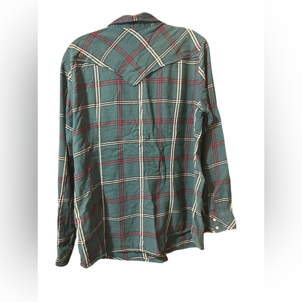 Wrangler Vintage Forest Green Plaid Button Down Shirt - Picture 12 of 14
